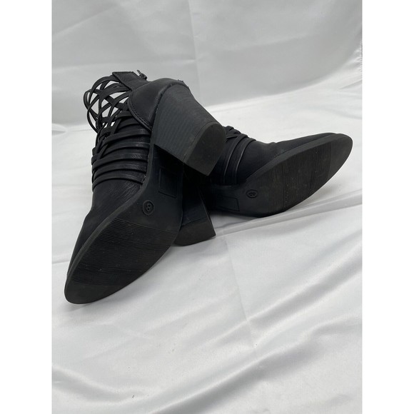 Big Buddha Woven Heeled Ankle Boot Sz 8  Blk Zip Up Back - Picture 9 of 9